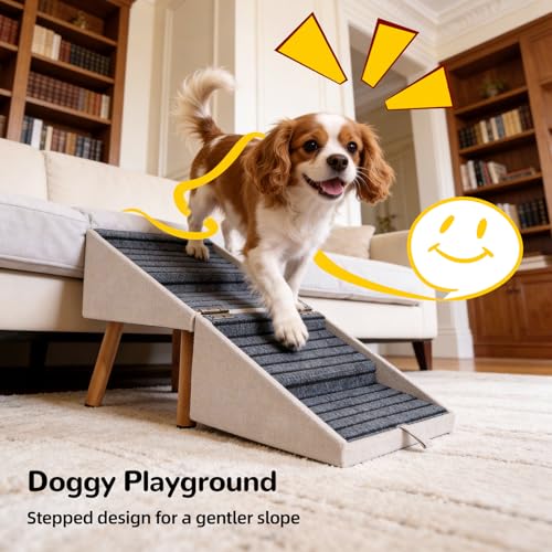 Dog Stairs for Small Dogs (Light Beige / XL(17.13”H))