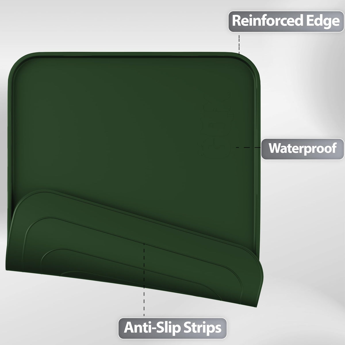 Silicone Dog Cat Food Mat Extra Thick Raised Edge (Dark Olive / 24"L x 16"W)