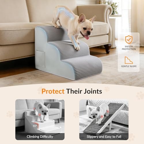 Dog Stairs for Couch and Chair (Gray / 3-Steps)