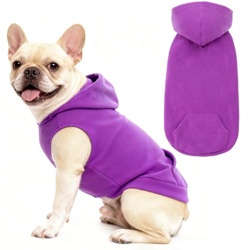 Fleece Dog Hoodie with Pouch (X-Small / Purple)