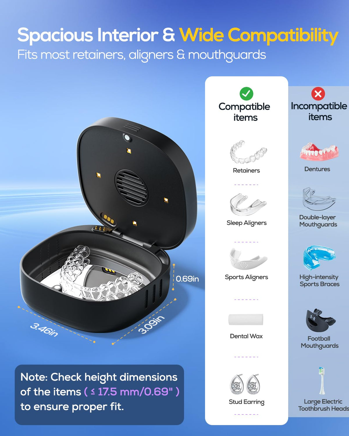 UVC Retainer Case with Fan (Black)