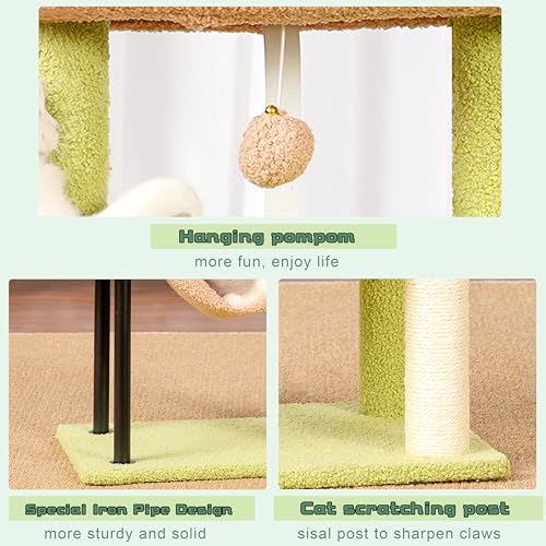 Cat Tree 43.3'' Cat Tower with Hammock for Kittens GCT004SGY (43.3 inches / Green and yellow)