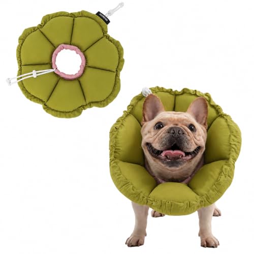 Dog Cone Collar Stress (XL-WideNeck / Green Flower)