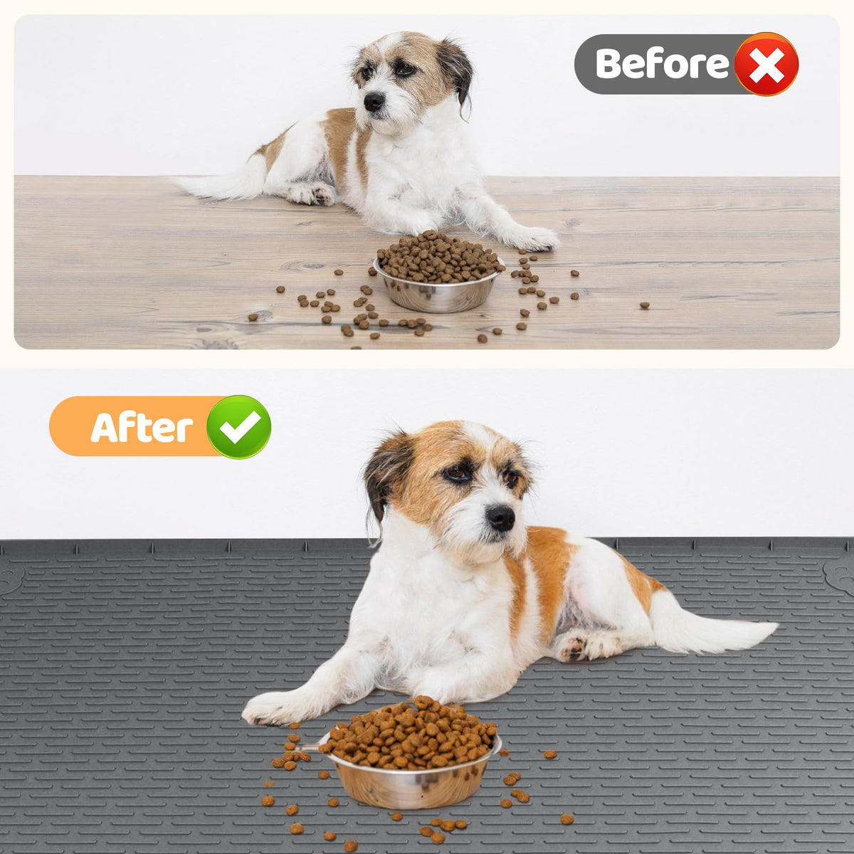 Dog Food Mat 70''x45'' Extra Large Dog Mat for Food and Water (70"L x 45"W / Dark Grey)