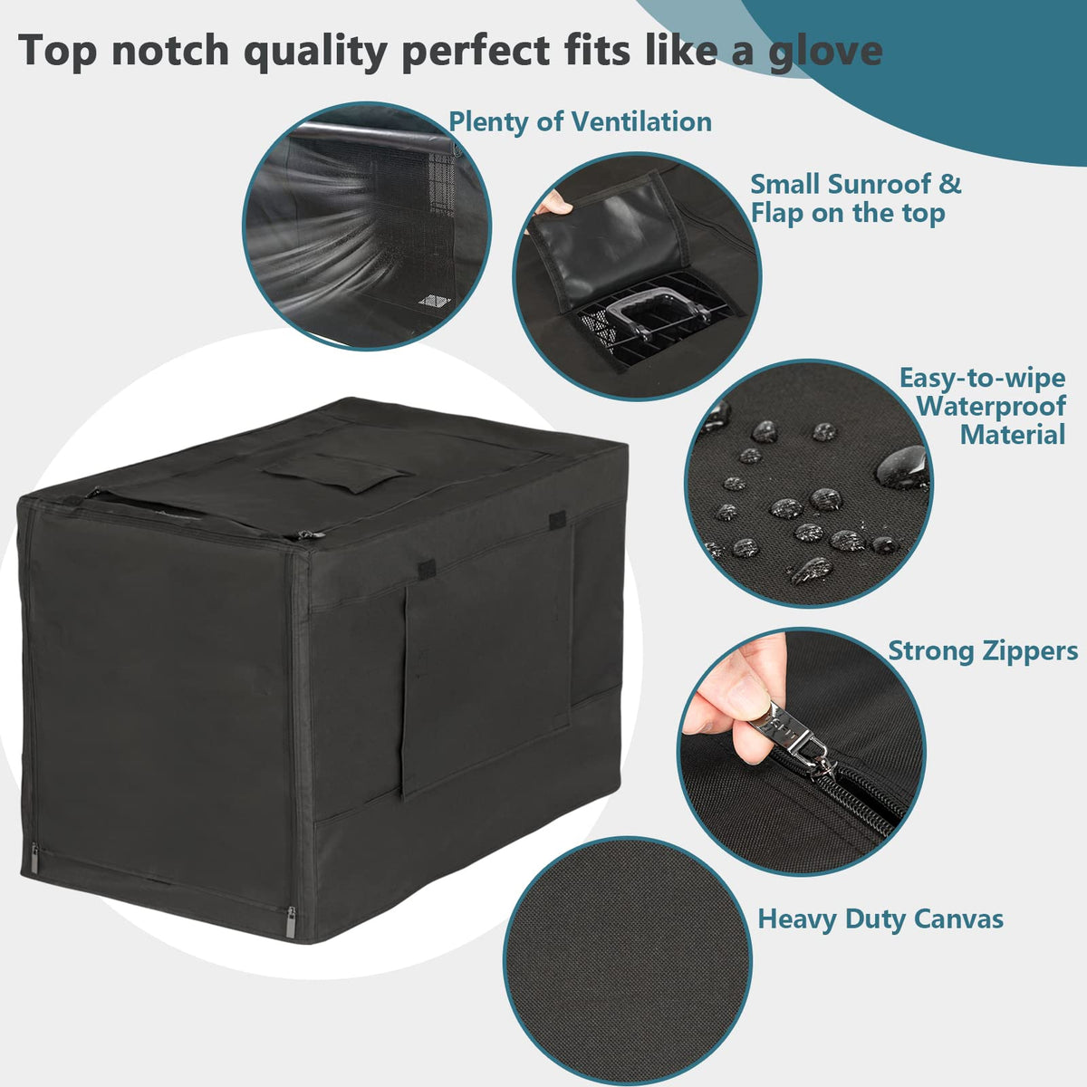 Crate Cover for Wire Dog Crate (30.5"L x 19.5"W x 21.5"H / Black(single door))