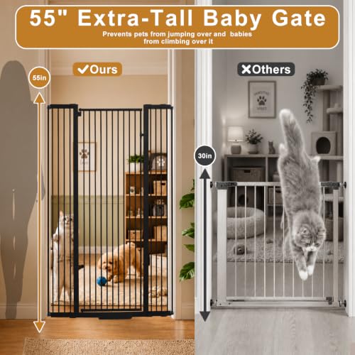 Extra Tall Cat Gate (Black / 55''tall*43 ''wide)
