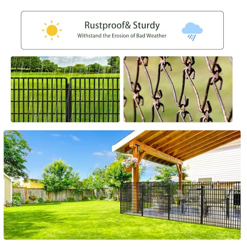 10 Panels No Dig Decorative Garden Fences (Black / 10 Panels-36in(H)x25.2ft(L)-Flat)