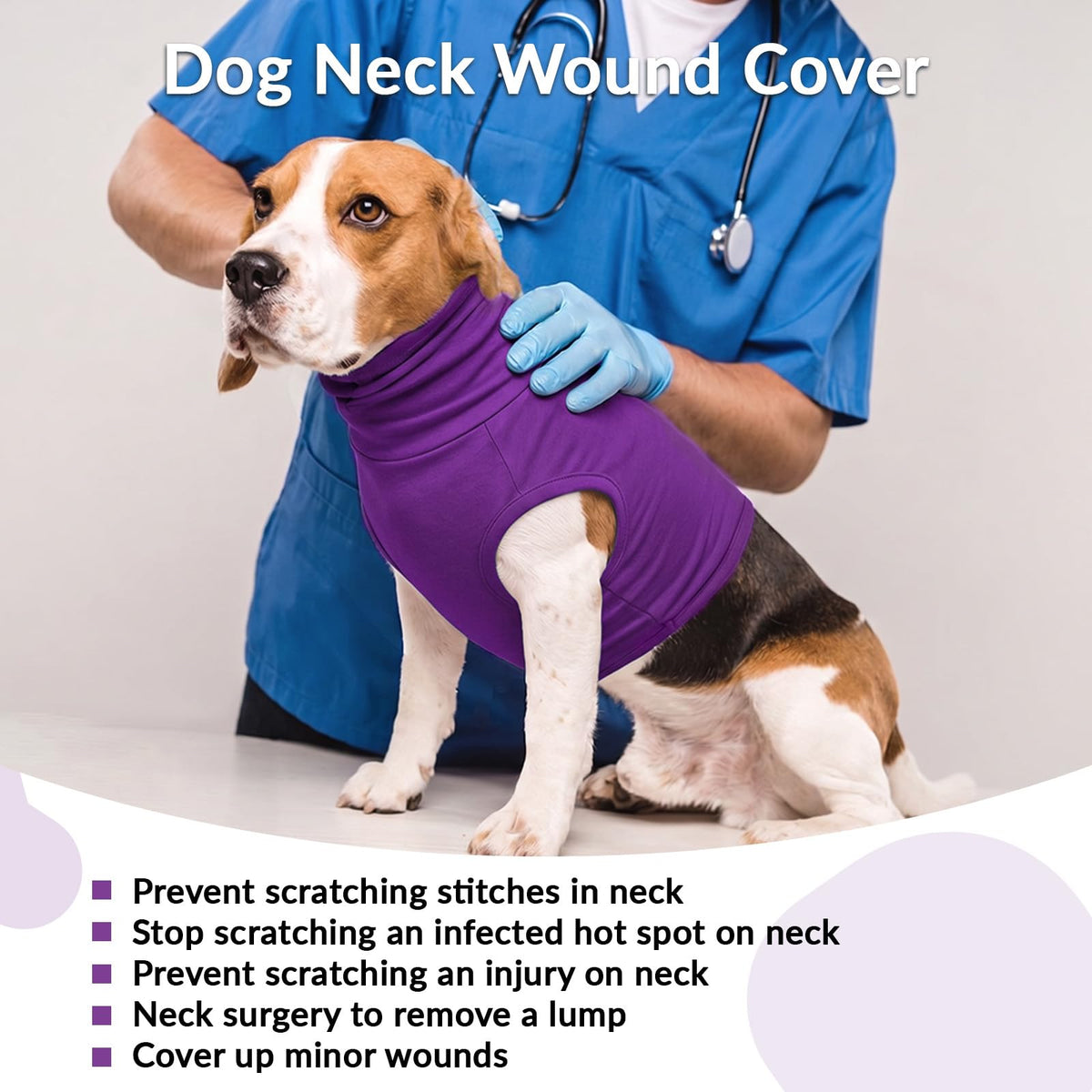 Dog Snood Post Surgery (DarkPurple / XL(Chest: 27.6"))