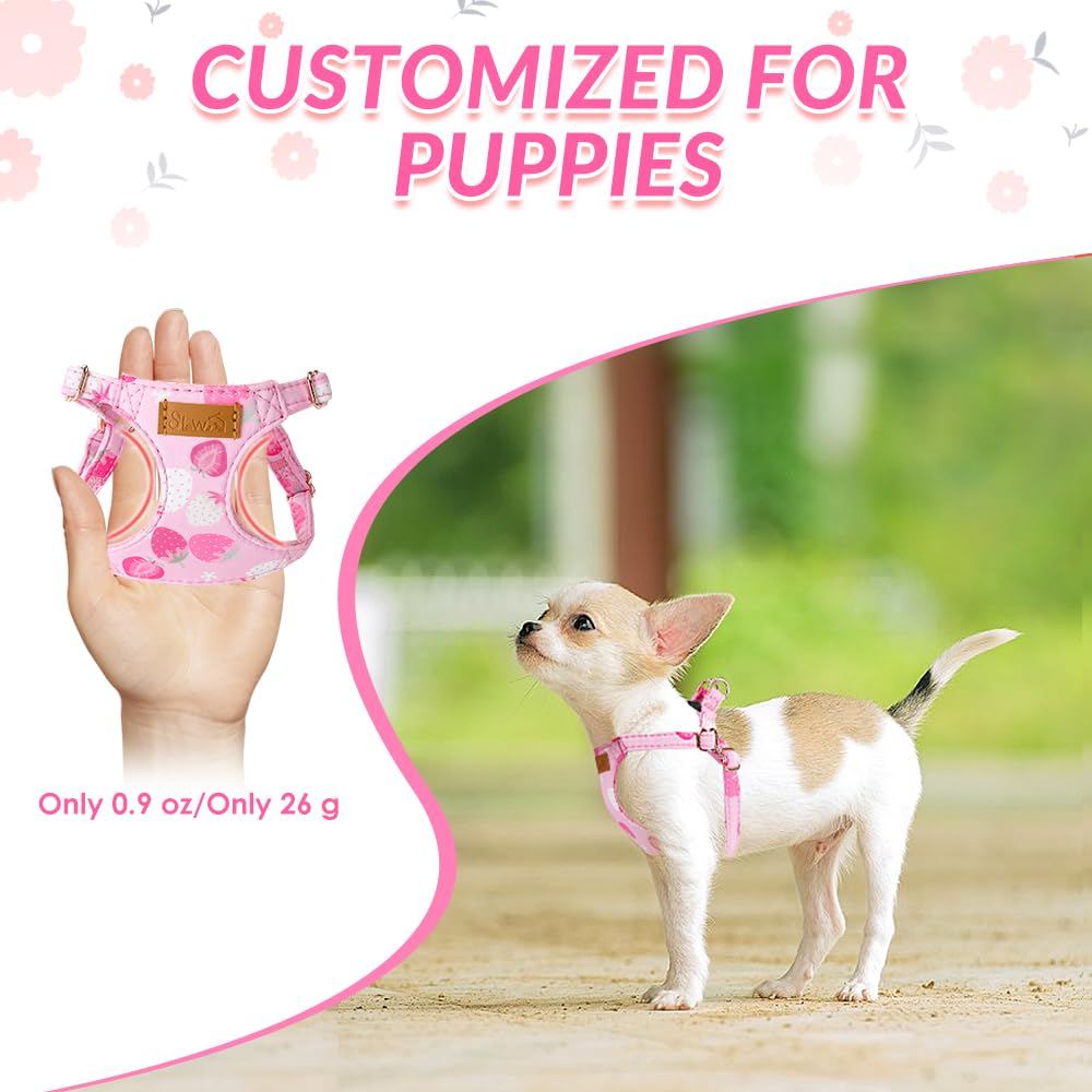 No Pull Dog Harness with Leash for Small Medium Dogs (X-Small(6-11lb) / Pink Strawberry)
