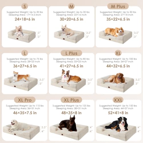 Orthopedic XXL Dog Bed (Beige / 46.0"l X 35.0"w X 7.5"th)