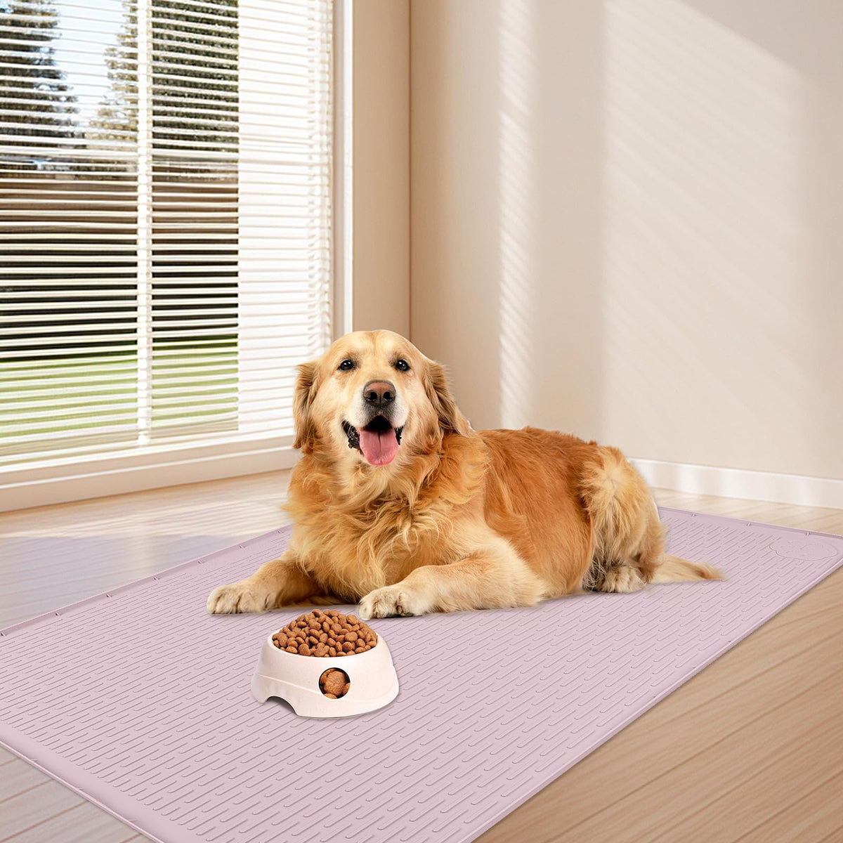 Dog Food Mat 40''x28'' Extra Large Dog Mat for Food and Water (40"L x 28"W / Pink)