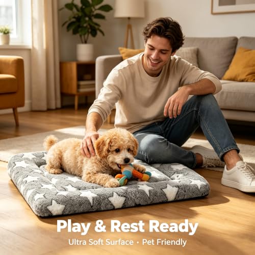 Dog Bed Mat 4Pcs Reversible Crate Pads for Small Dogs & Cats Sleeping (S(24"*18"*1.5") / Grey-4pcs)