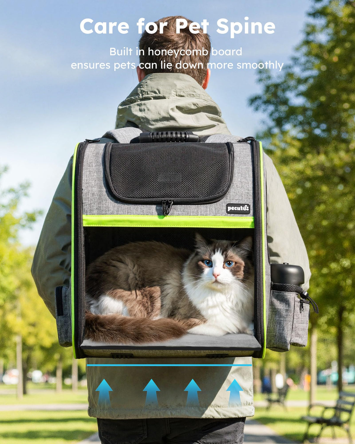 XL Cat Backpack Expandable (Grey / 15.4"L x 11.0"W x 19.0"H)