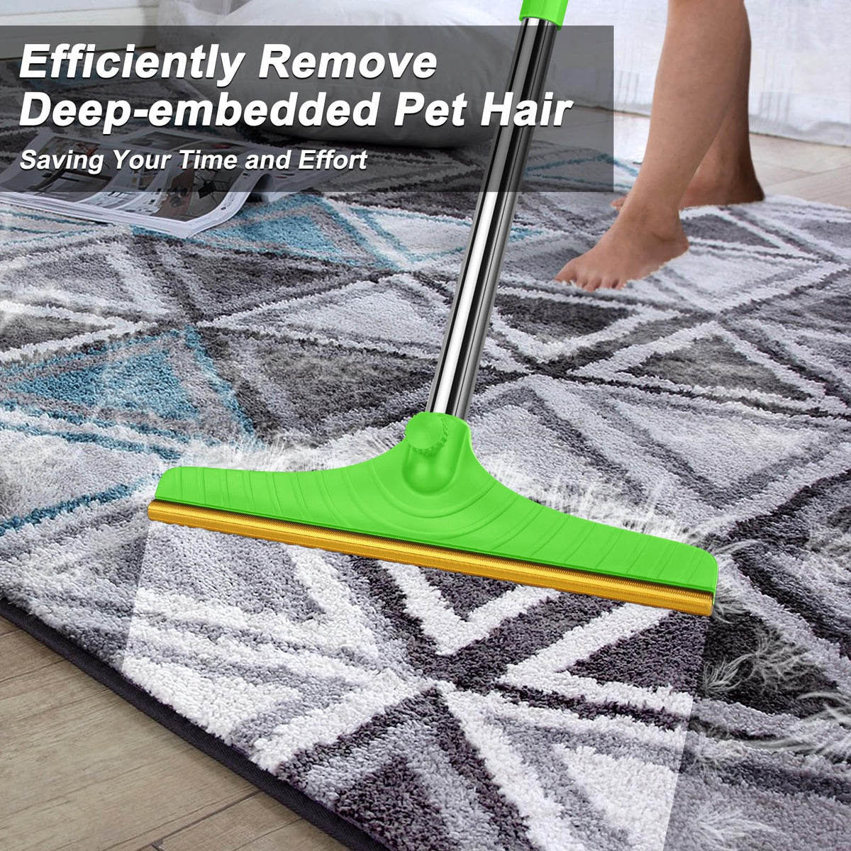 Carpet Rake for Pet Hair Removal (Green)