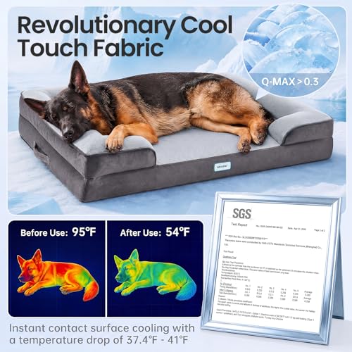 Orthopedic Cooling Dog Bed Couch (44" x 29" x 7" C / 01-Gray)