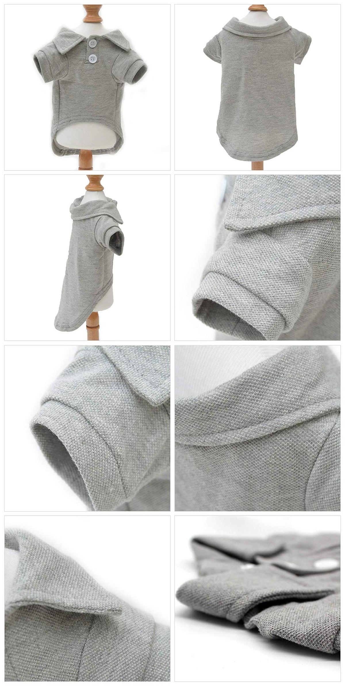 Basic Dog Polo Shirts Premium Cotton (XL (-35lbs) / Gray)
