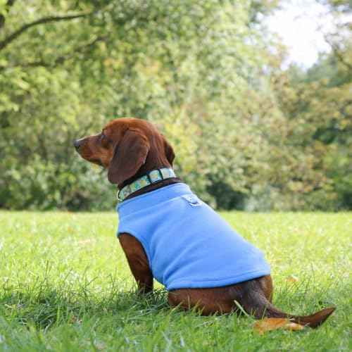 Dog Fleece Vest Sweater with Leash Ring (L (10-16lbs) / Blue)