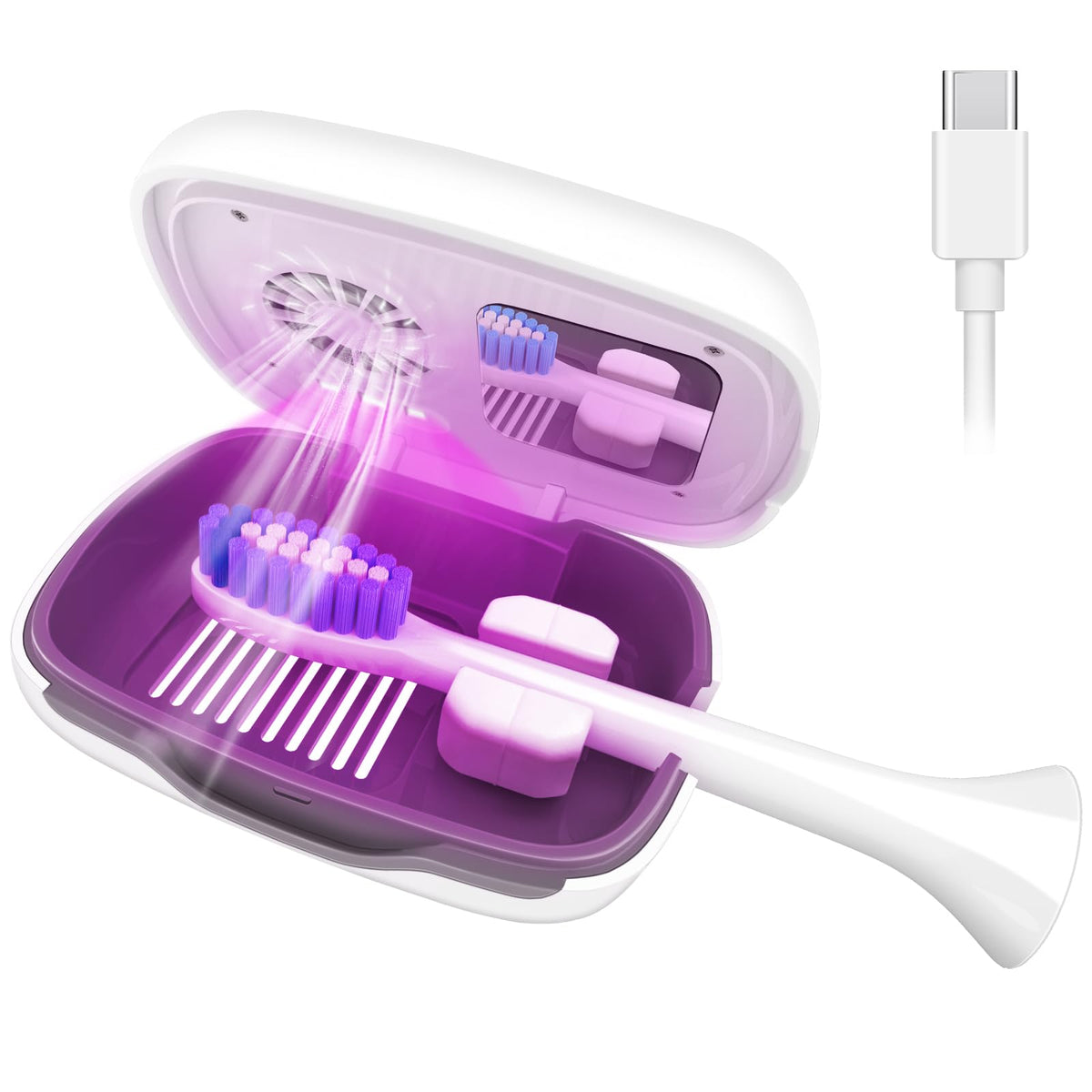 Toothbrush Covers Case and Holder with Light (White)