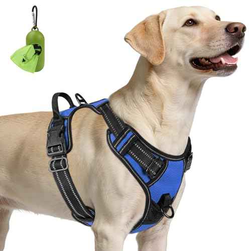 No Pull Dog Harness for Large Dogs (Large / Navy Blue)
