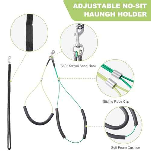 Home Dog Grooming Table Arm with Hammock 35" Height Adjustable Dog Grooming Arm with Clamp No (White / Small/Medium)