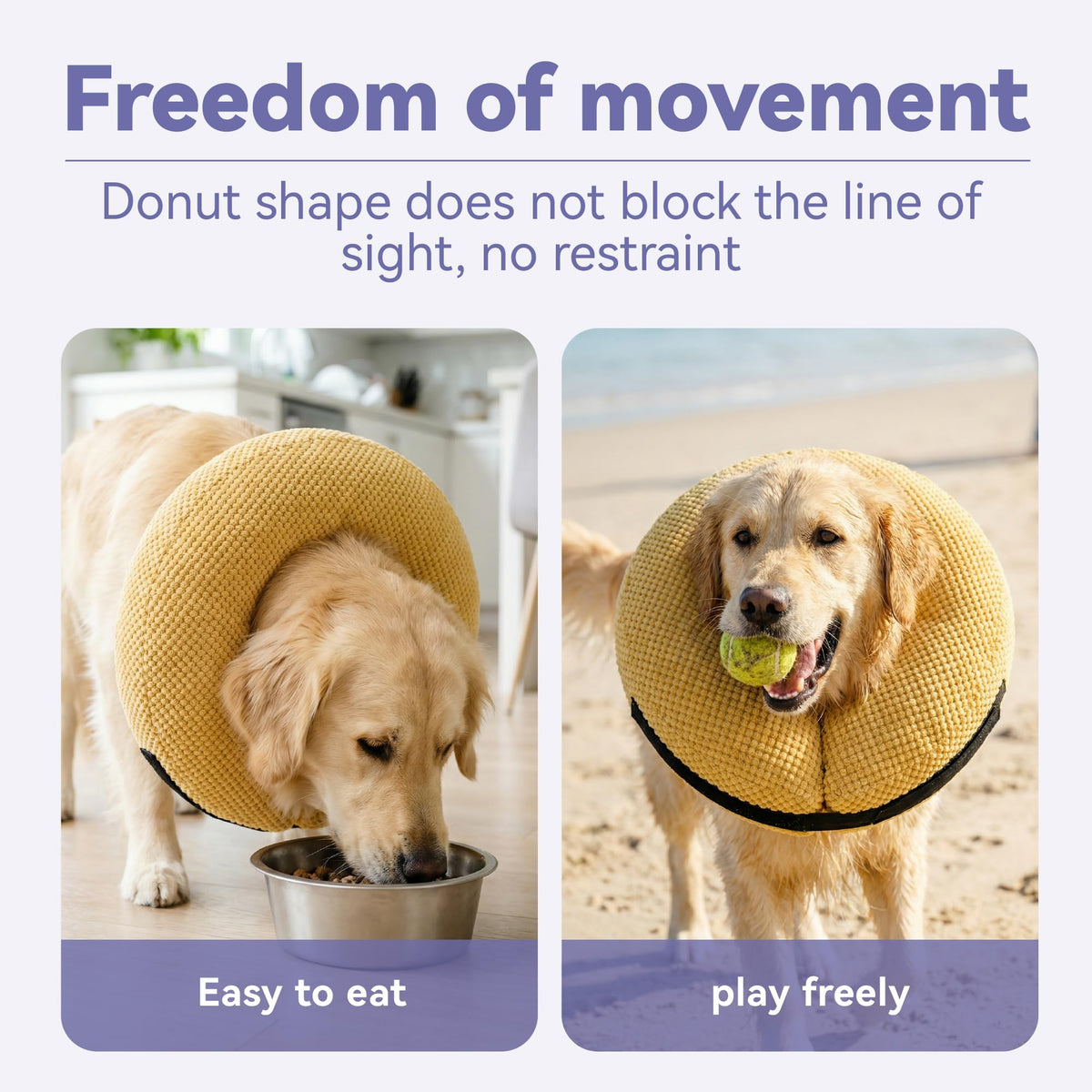Inflatable Dog Cone Collar (M+(Neck 10"-13") / Yellow)