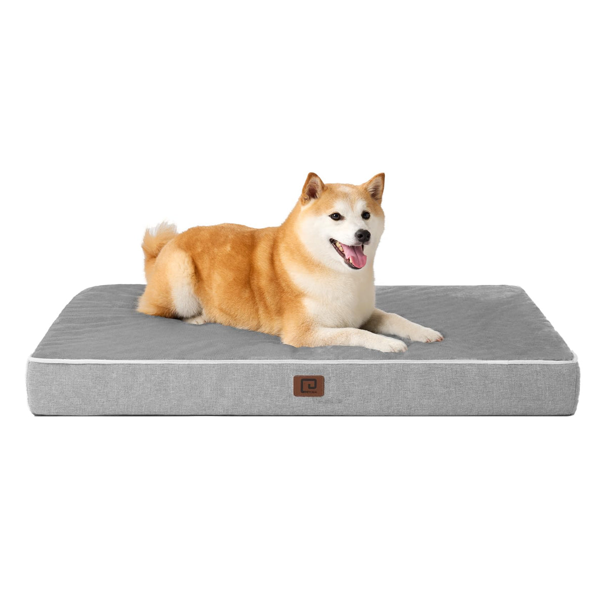 Large Washable Dog Crate Bed with Memory Foam (Grey / 35*23*3 Inches)