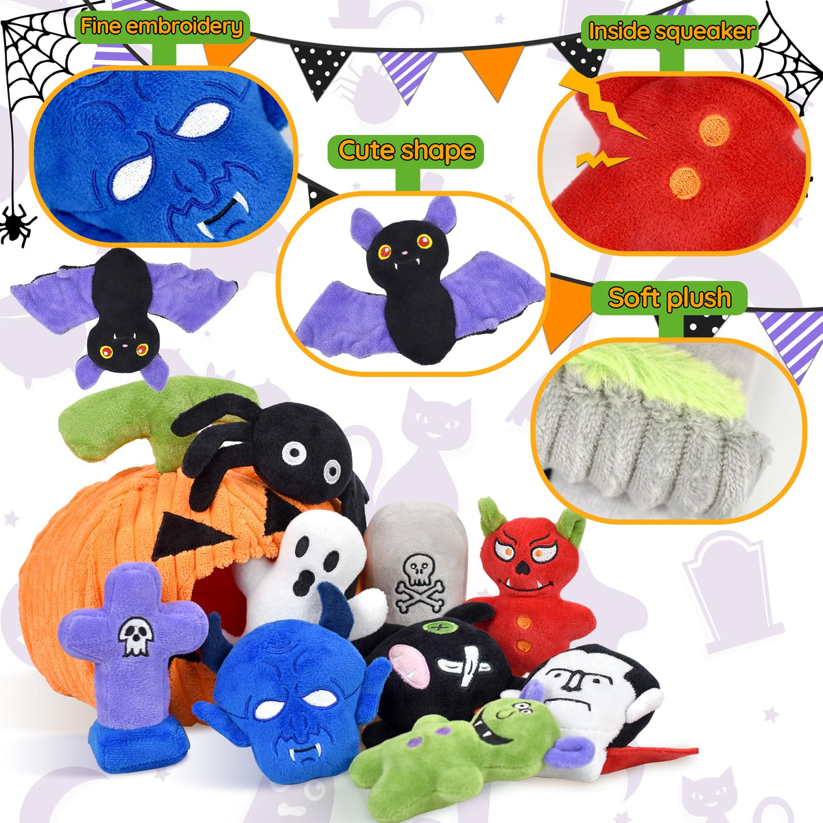 Halloween Dog Toys Set (11 pack- Halloween)