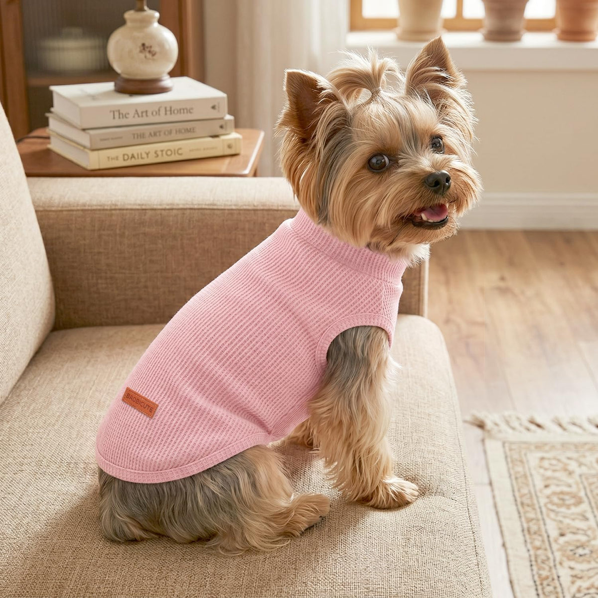 2Pack Dog Shirts Lightweight Waffle Dog Shirt for Small Dogs Sleeveless Dog Shirt for Small Medium Boy Girl Dogs Cozy & Breathable Pet Vest (M(Back: 13.8", Chest: 17.7", 8.8-13.2lbs) / Light green+Light pink)