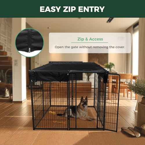 Homeplus Indoor Dog Playpen with Mesh Top Cover (Black / 45"H)