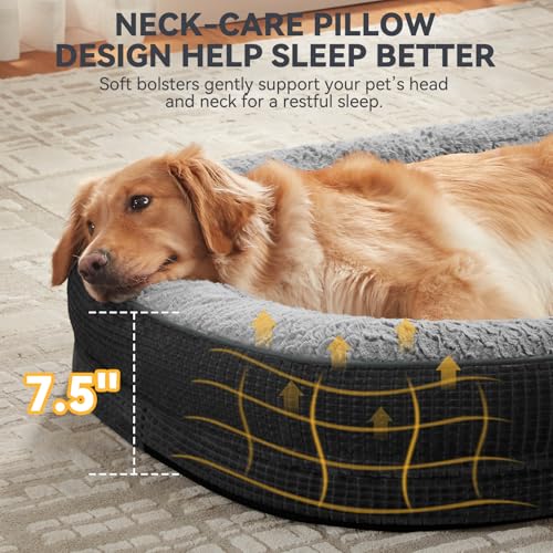 Orthopedic Dog Bed for Extra Large Dogs (Black / 48"l X 35"w X 7.5"th)