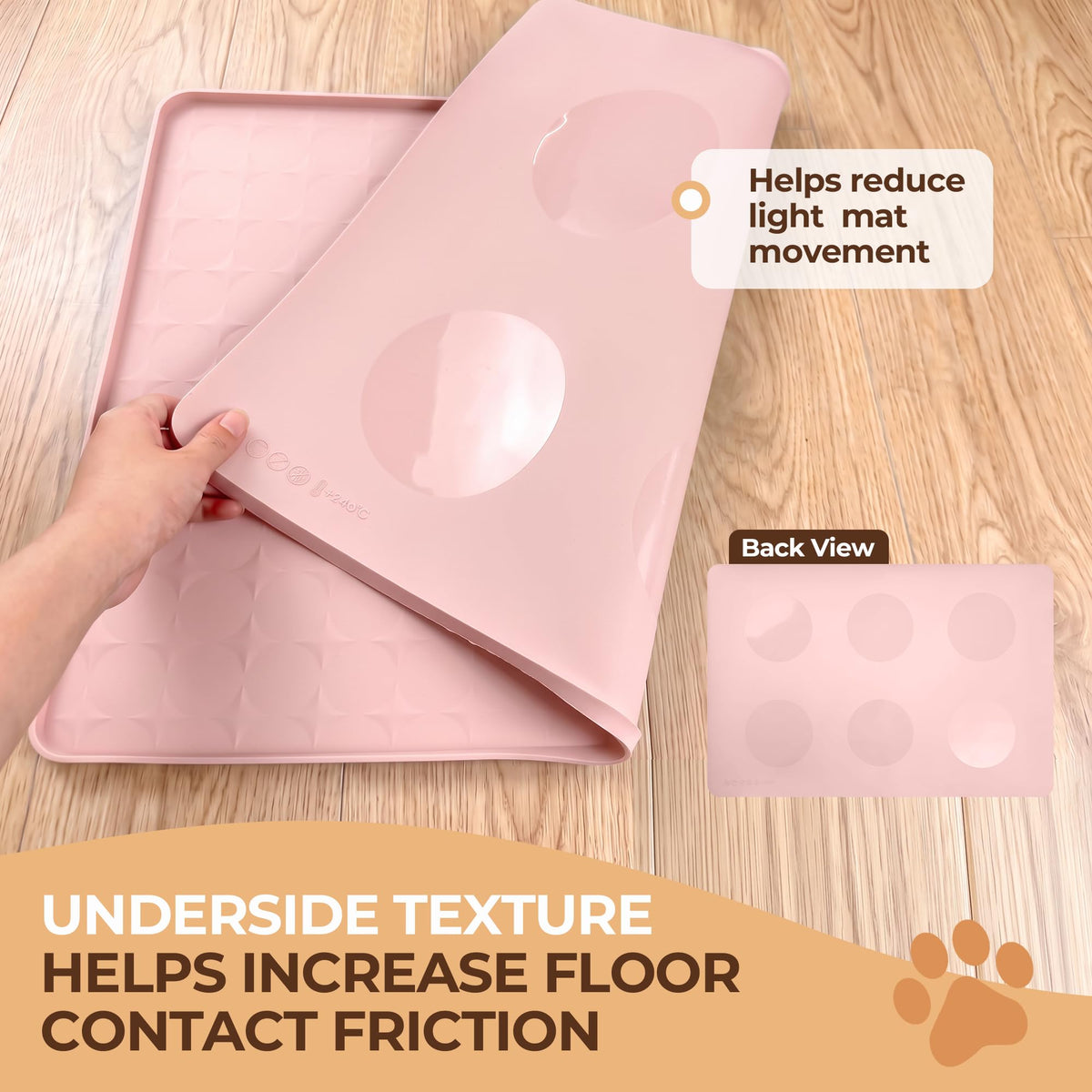 Silicone Pet Feeding Mat (Pink / 24"L x 16"W)