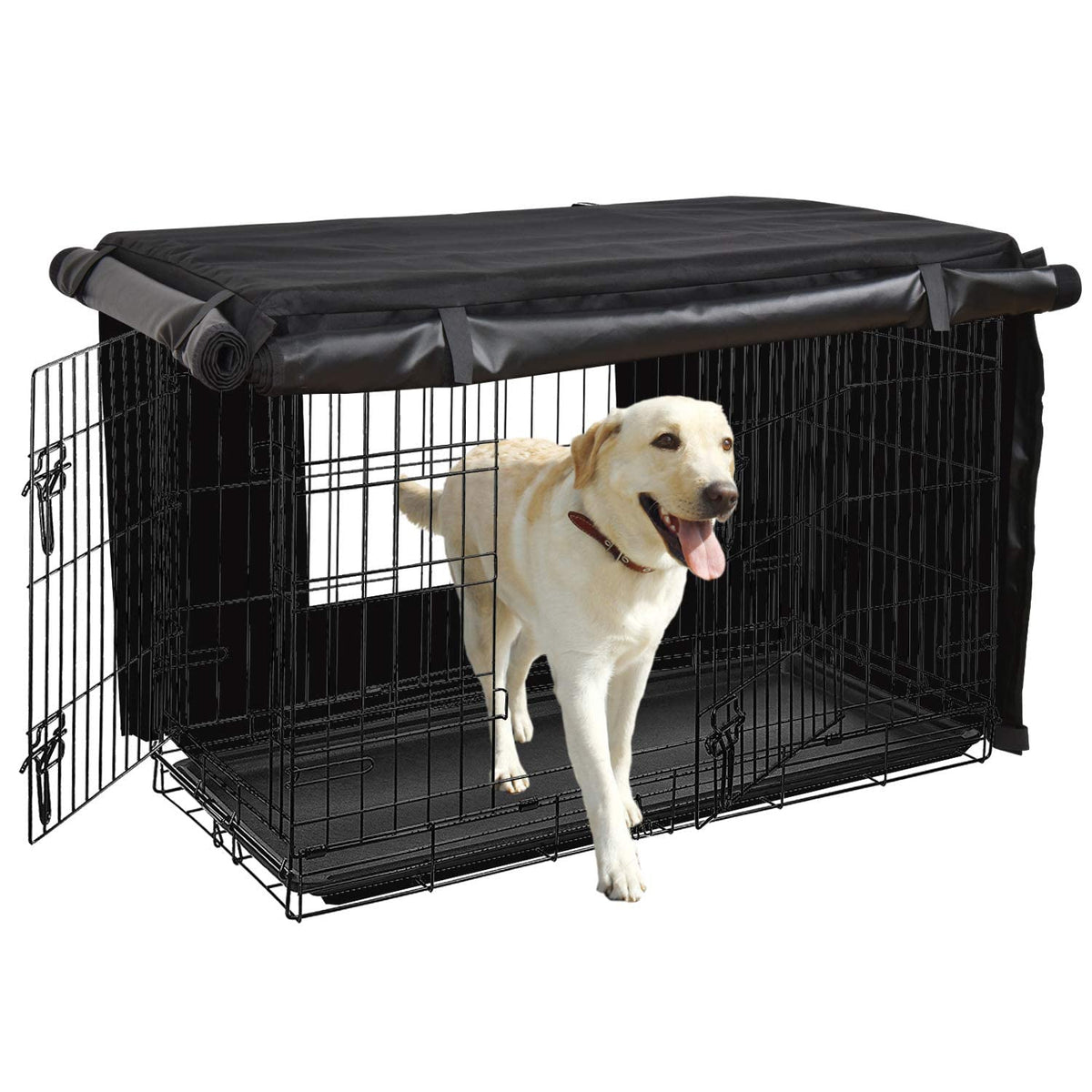 Dog Crate Cover (55.0"L x 38.0"W x 45.0"H / Black)