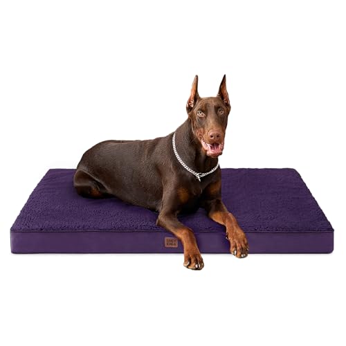 Orthopedic Dog Bed Extra Large with Removable Washable Cover (47*29*3.5 inches / Purple)