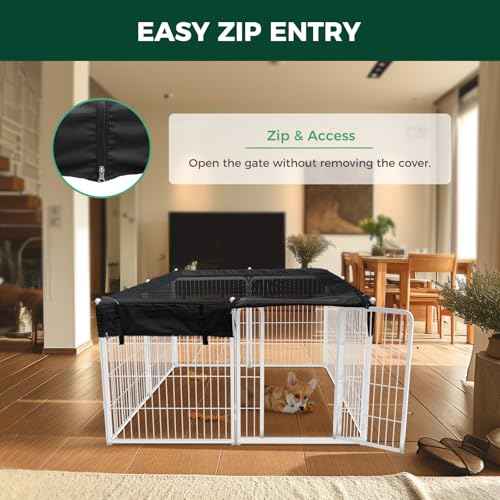 Homeplus Indoor Dog Playpen with Mesh Top Cover (White / 32"H)