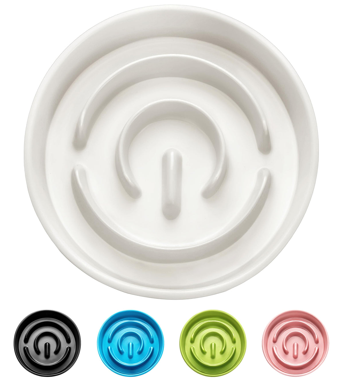 Ceramic Slow Feeder Dog Bowls (White / 6 Inches)