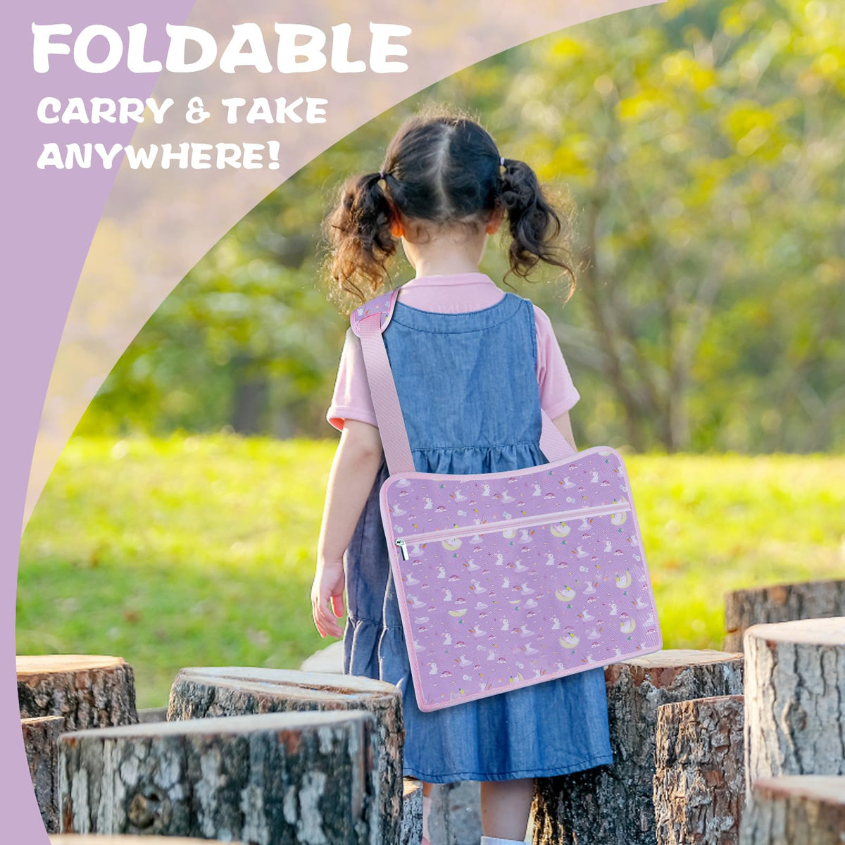 Kids Travel Tray for Car Seat (ColorfulRabbit Purple)