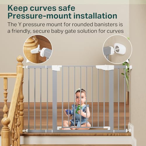29.7 48 in Baby Gate for Stairs (Gray / 29.7-48"W x 30.5"H)