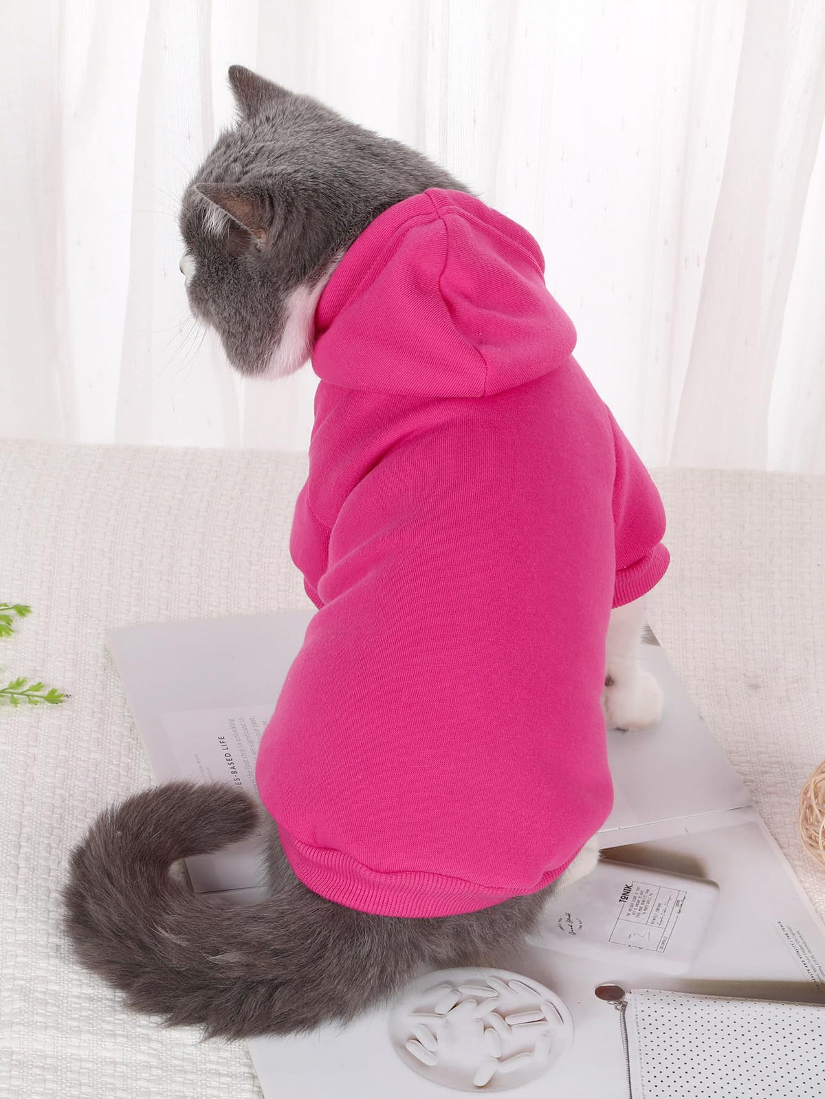 Basic Dog Hoodie Sweatshirt Puppy Sweater Warm Cat Costumes Pet Clothes for Chihuahua Puppy Kitten Small Medium Dogs Hot Pink X (X-Small / Hot Pink)