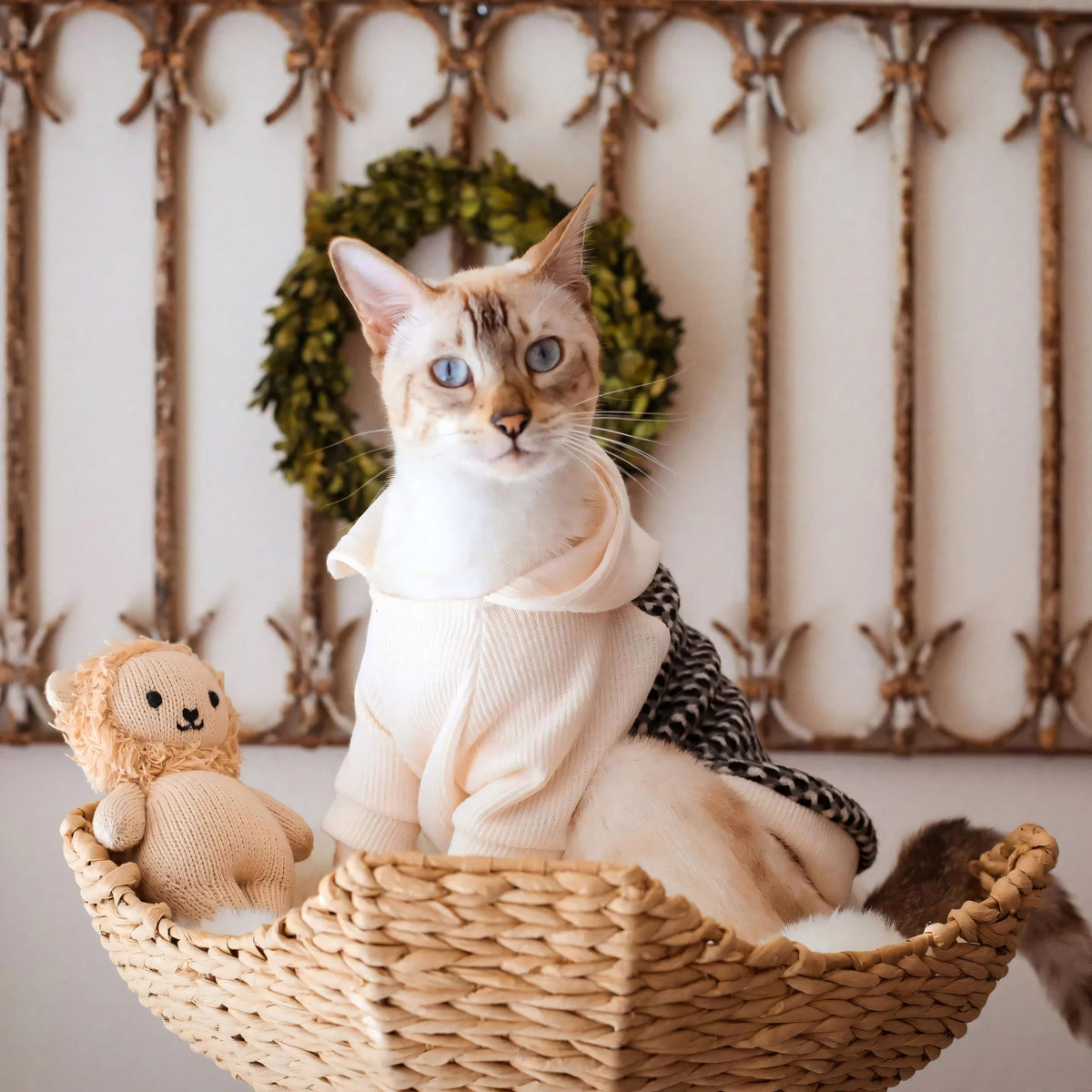Knitted Pet Clothes Dog Sweater Hoodie Sweatshirts Pullover Cat Jackets White Large (Large / Grey)
