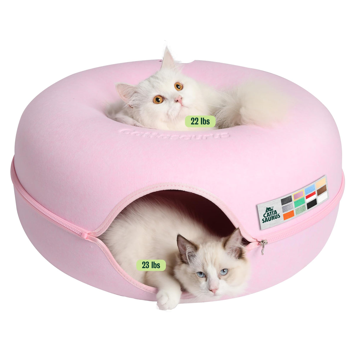 Peekaboo Cat Cave Donut for Multiple & Large Cats up to 30 (Pink / Large)