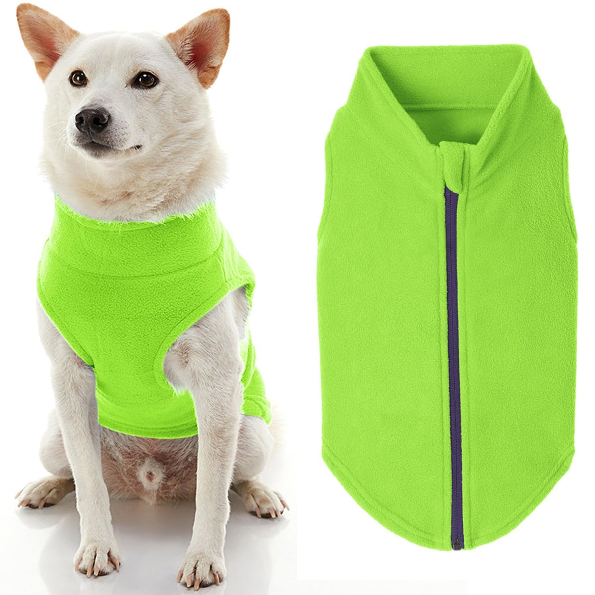 Zip Up Fleece Dog Sweater (2X-Large chest (~25.5") / Lime)