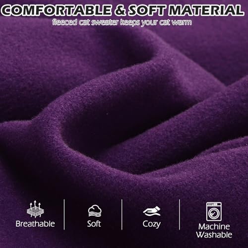 Cat Sweater Warm Fleece Pet Clothes for Cats Only (Purple / Medium)