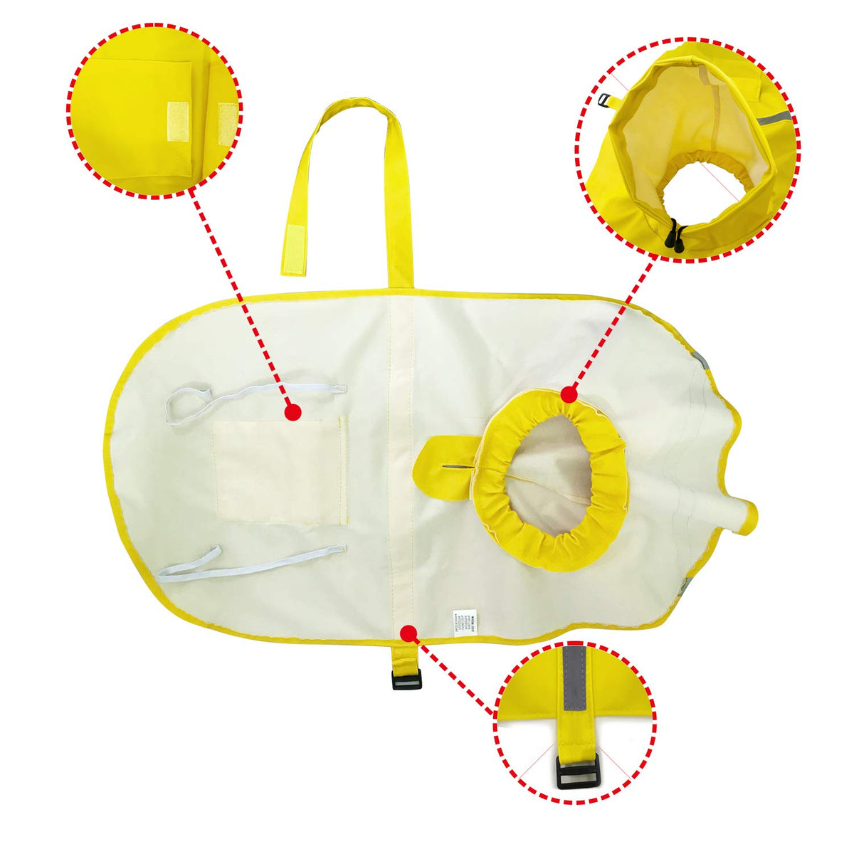 Large Dog Raincoat Adjustable Pet Waterproof Clothes Lightweight Rain Jacket Poncho Hoodies with Strip Reflective (Yellow / XL)