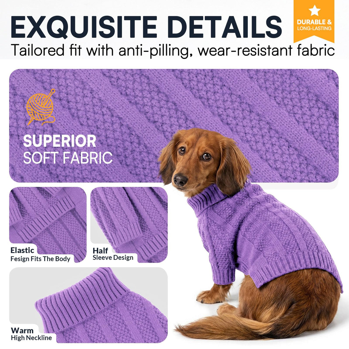 Dog Sweaters for Large Dogs (Large / Purple)