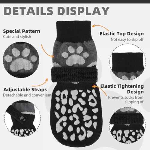 Dog Socks Shoes for Hot Pavement (X‑Large(4 Pack) / Grey+Black)