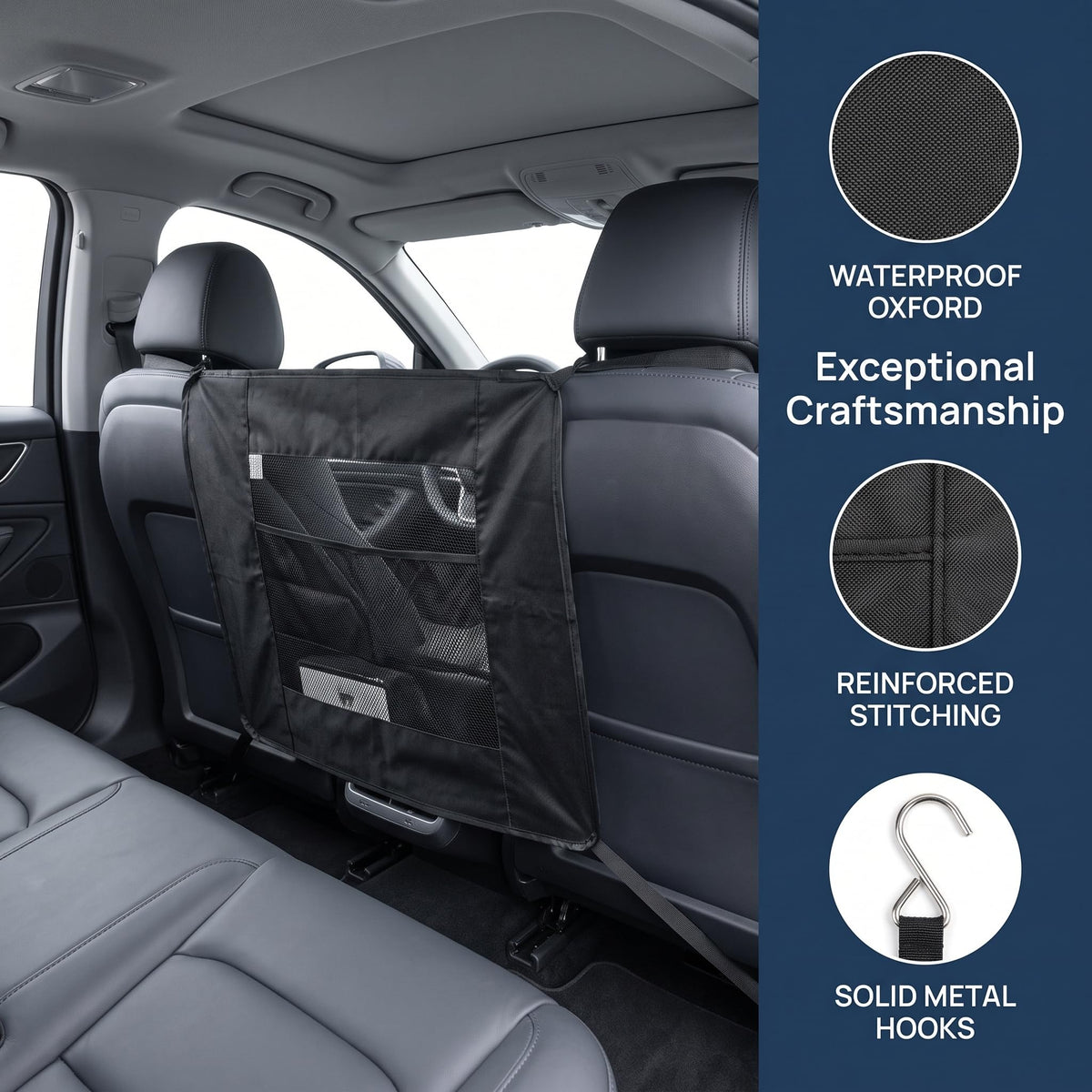 Dog Car Barrier Rear Seat Mesh Divider with Dual Pockets 23.6*23.6inch (Standard style)
