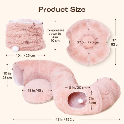 Indoor Cat Tunnel with Donut Bed (Pink)