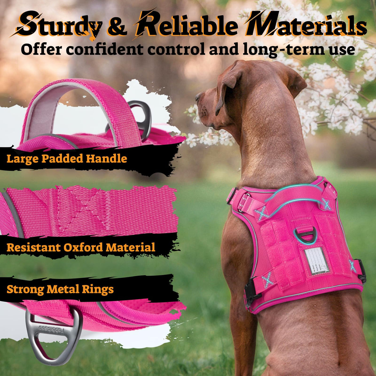 Tactical Dog Harness for Small Dogs (S(Chest:16.1"-31.5",Neck:15.4"-21.6",Back:7.1") / Rose Red)