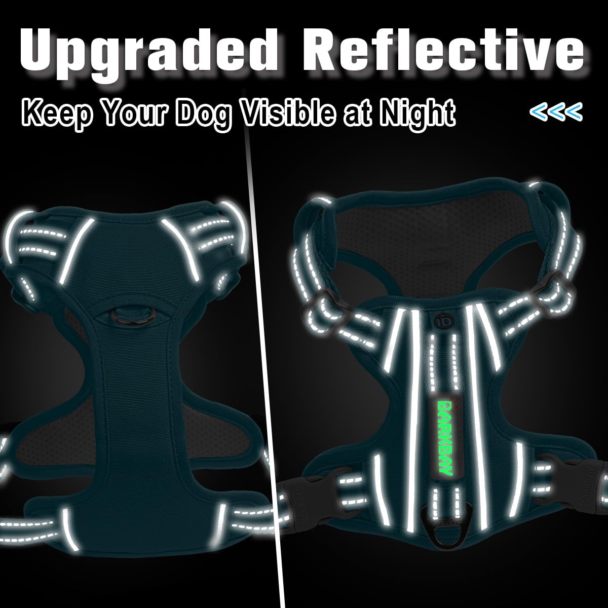 No Pull Dog Harness for Large Dogs (Aqua-Oxford / X-Large(Chest:30-38”))