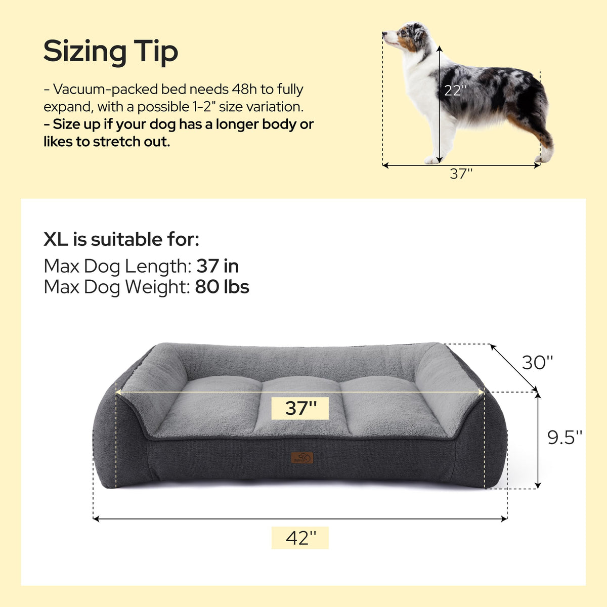 SupportMax® Self Warming Orthopedic Dog Beds Large Sized Dog XL (Self Warming Brown / 42"l X 30"w X 9.5"th)